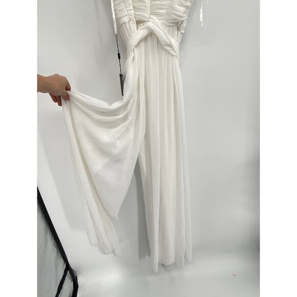 Ieena Mac Duggal 70100 White Flowy Faux Wrap Jumpsuit Size XS NWT - Picture 7 of 8